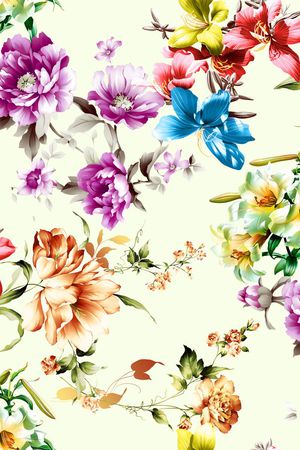 手绘 大花绘 组合印花花型图片