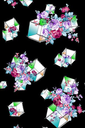 立体方格印花花型图片
