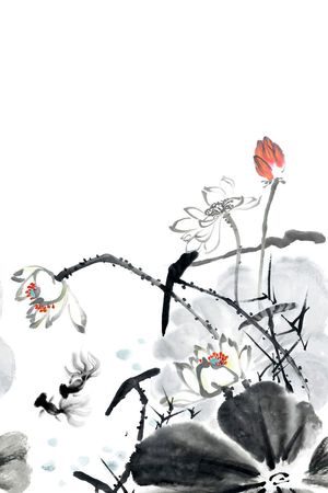 荷花印花花型图片