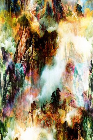 山水画 数码印花花型图片