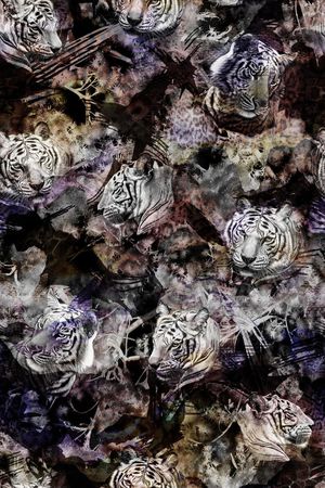 数码手绘写实虎男装女装印花花型图片