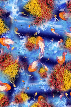 大海波浪印花花型图片