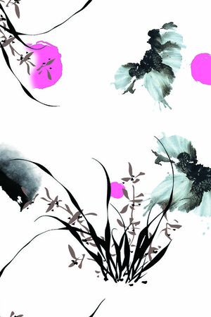 月、草印花花型图片