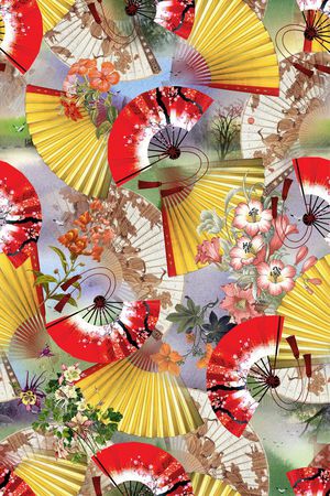 山水画印花花型图片