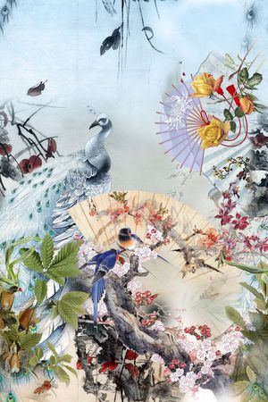 孔雀扇印花花型图片