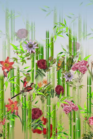 花鸟印花花型图片