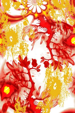 火红桔瓣花印花花型图片