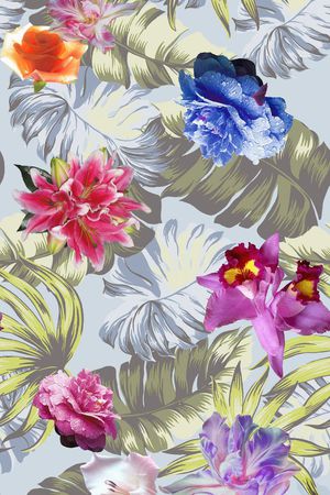 大叶子印花花型图片