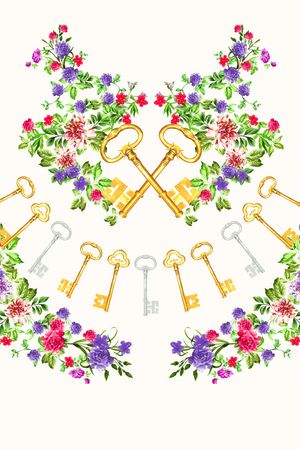 粉底花印花花型图片