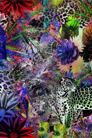 梦幻 野兽 豹 数码印花花型图片