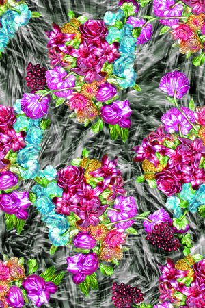 肌理 抽象 立体 花卉印花花型图片