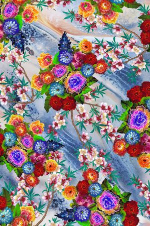 油画 花卉 小花印花花型图片