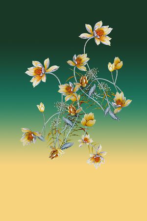 立体荷花印花花型图片
