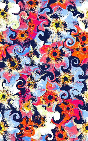 415005-螺旋旋转花瓣水滴花卉雕刻铜版画效果