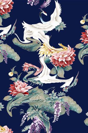 白鹤印花花型图片
