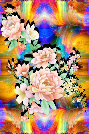 彩虹色印花花型图片