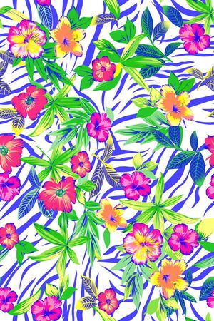 叶子与花印花花型图片