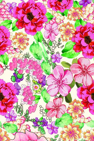 红花连衣裙印花花型图片