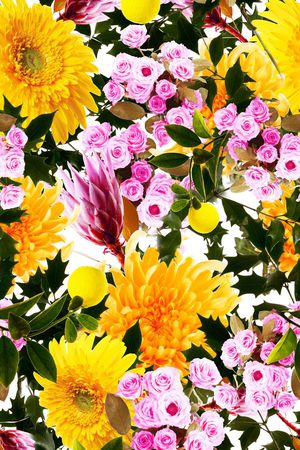 黄色花卉印花花型图片