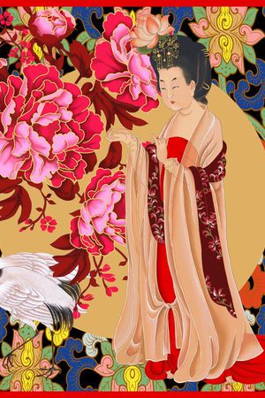 宫廷牡丹印花花型图片