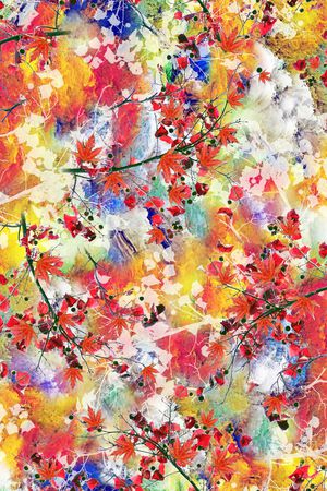 红枫叶 抽象 花卉印花花型图片
