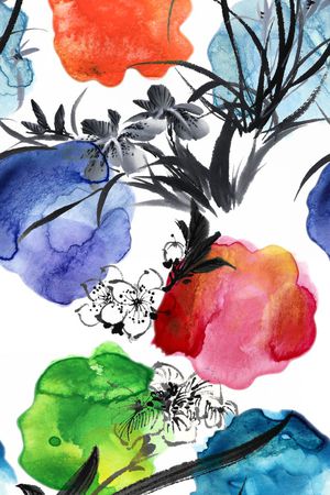 水彩印花花型图片
