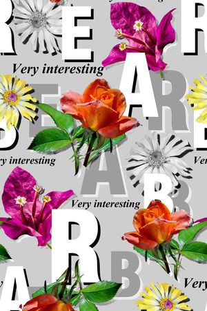 字母花卉组合印花花型图片