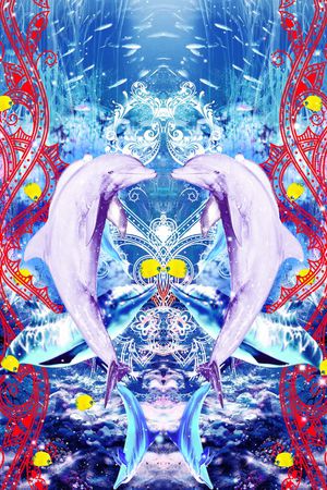梦幻海底度假印花花型图片