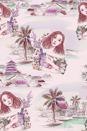 手绘印花花型图片