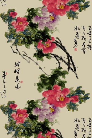 牡丹国色天香印花花型图片