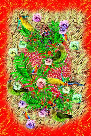 彩色组合印花花型图片