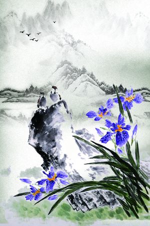花鸟山水印花花型图片