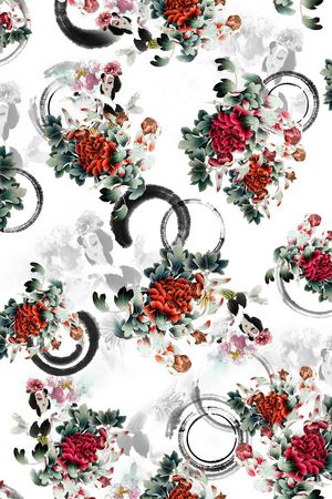 牡丹花印花花型图片