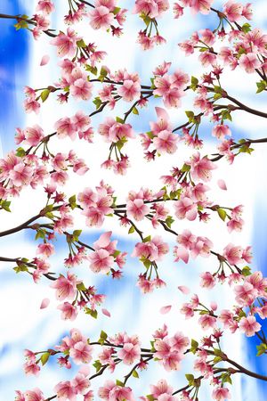 蓝色天空印花花型图片