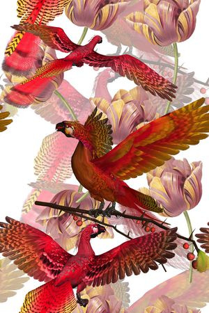 红色印花花型图片