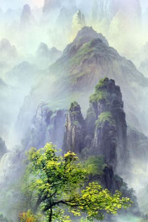 风景 山水印花花型图片