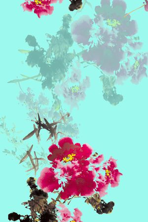 水墨风印花花型图片