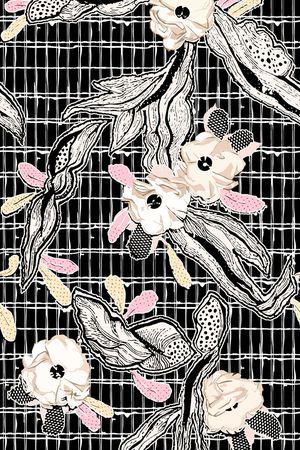大花卉 折纸 几何 条格 手绘 线描印花花型图片