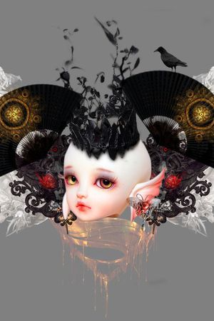 女装定位复古扇子娃娃羽毛皇冠印花花型图片