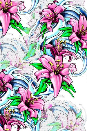 百合花印花花型图片