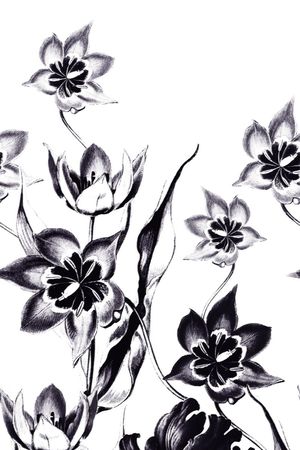黑白定位花卉印花花型图片