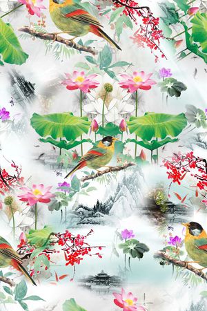 水墨水彩印花花型图片