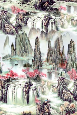 山水画印花花型图片