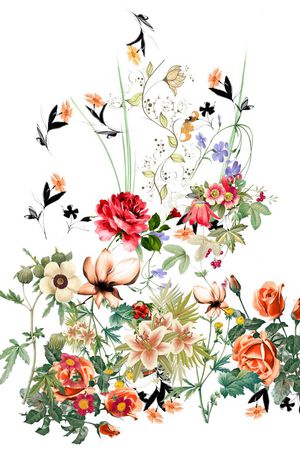 大牌走秀时尚裙子手绘花卉清爽印花花型图片