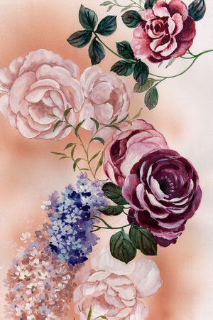 手绘花型印花花型图片