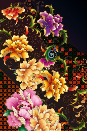 金花边印花花型图片