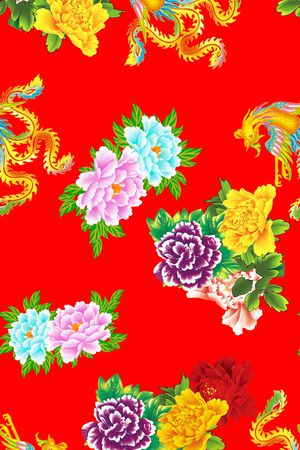 大红花印花花型图片