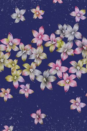 彩色花朵印花花型图片