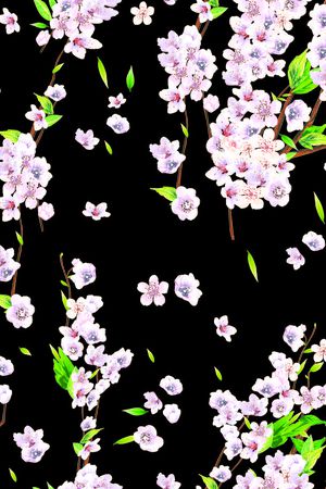 紫色桃花印花花型图片