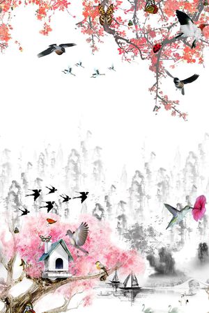 中国风印花花型图片